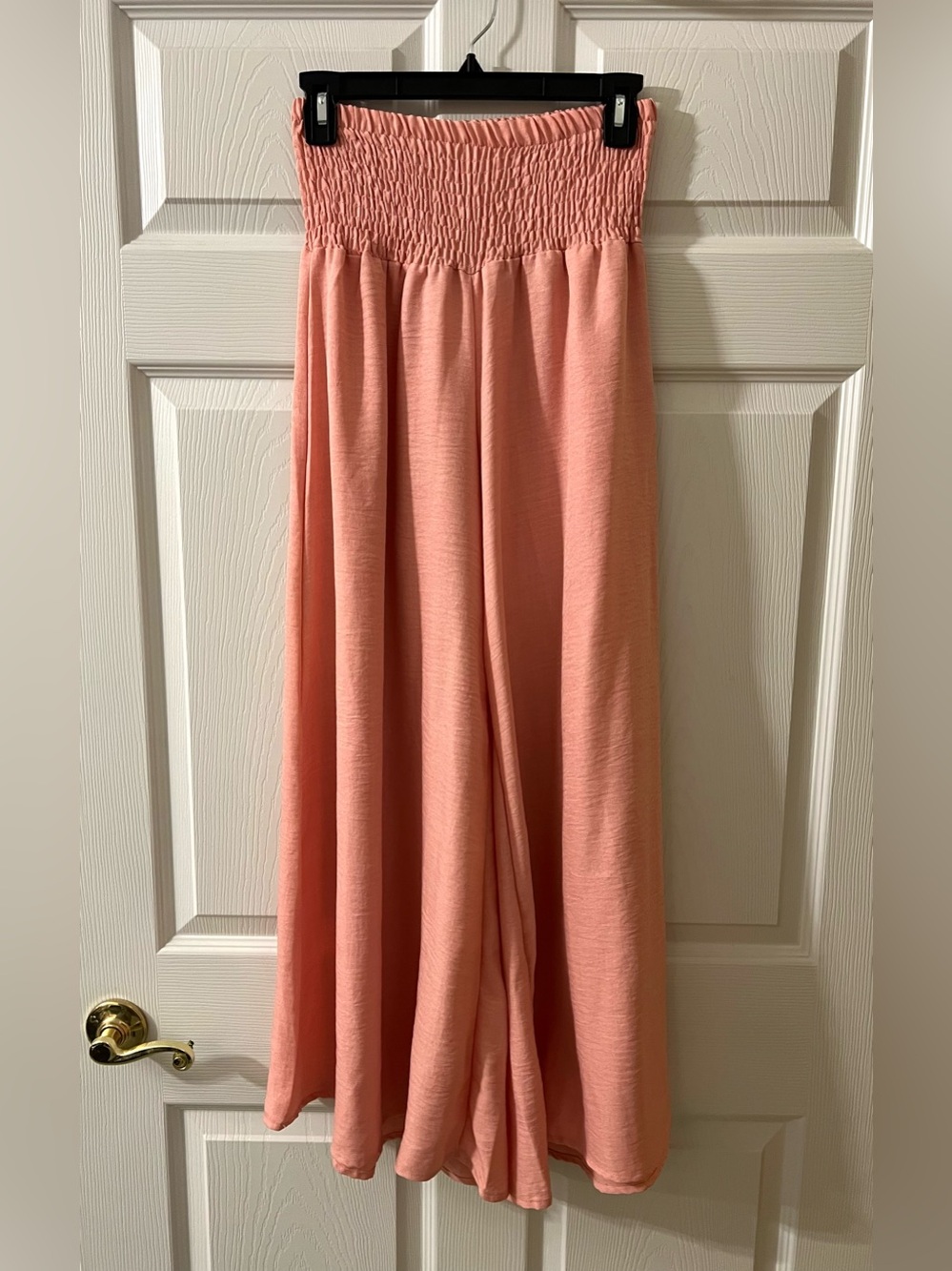 Bubblegum Pink Smocked-Waist Wide Leg Flowy Pants